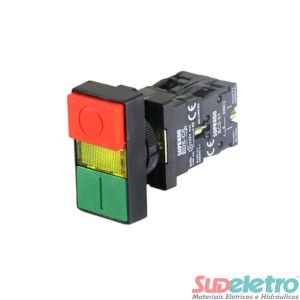 BOTÃO PULSADOR DUPLO COM LED 220VCA NA+NF - SOPRANO