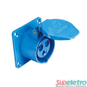 TOMADA INDUSTRIAL DE EMBUTIR 2P+T 32A AZ 6H 200/250VCA/CC TEWD-32P3H6E57 - WEG