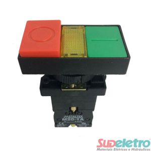 BOTÃO DUPLO ILUMINADO 22M 220V NA+NF P20IDL-Y-1C - METALTEX