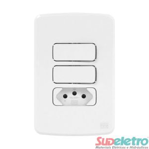 CONJUNTO 4X2 COM 2 INTERRUPTORES PARALELOS + 1 TOMADA 2P+T 20A 250VCA - COMPOSÉ