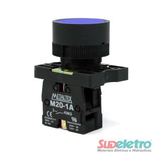 BOTÃO PULSADOR FACEADO 22M AZUL 1NA P20AFR-BL-1A - METALTEX