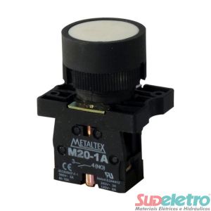 BOTÃO 22MM PULSADOR FACEADO BRANCO 1NA - P20AFR-W-1A - METALTEX