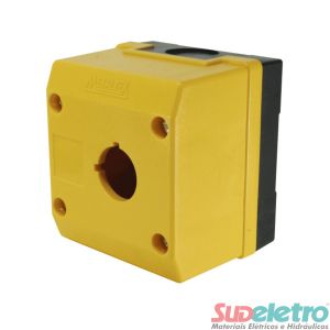 CAIXA TERMOPLÁSTICA 1 FURO BOTÃO 22MM AMARELA - TN2-B1E - METALTEX