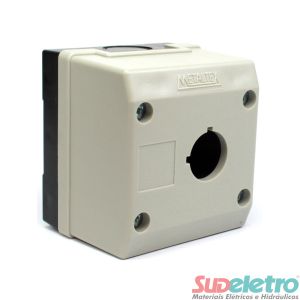 CAIXA TERMOPLÁSTICA COM 1 FURO BOTÃO 22MM CINZA - TN2-B1 - METALTEX