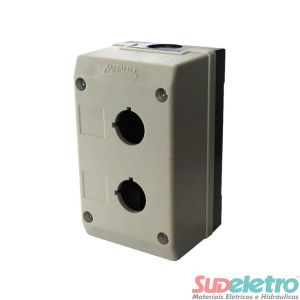 CAIXA TERMOPLÁSTICA COM 2 FUROS BOTÃO 22MM CINZA - TN2-B2 - METALTEX