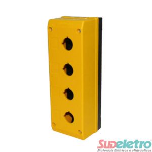 CAIXA TERMOPLÁSTICA COM 4 FUROS BOTÃO 22MM AMARELO - TN2-B4E - METALTEX