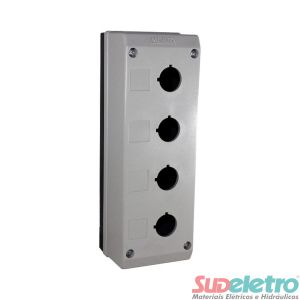 CAIXA TERMOPLÁSTICA COM 4 FUROS BOTÃO 22MM CINZA - TN2-B4 - METALTEX
