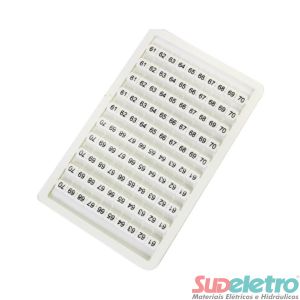CARTELA COM 100 IDENTIFICADORES DE 61-70 PARA CONECTOR M - MLB-61/70 - METALTEX