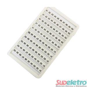 CARTELA COM 100 IDENTIFICADORES DE 91-100 PARA CONECTOR M - MLB-91/100 - METALTEX