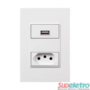 CONJUNTO 4X2 COM 1 USB 1,5A 7,5W E 1 TOMADA 2P+T 10A 250V - DELTA MONDO