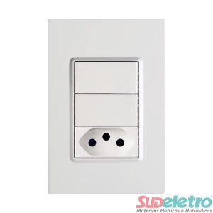 CONJUNTO 4X2 COM 2 INTERRUPTORES SIMPLES E 1 TOMADA 2P+T 16/10A 250V - DELTA MONDO