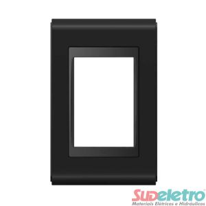 PLACA 4X2 3 MÓDULOS PRETA - REFINATTO