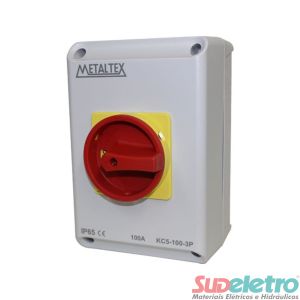 CHAVE SECCIONADORA 3 POLOS 100A EM CAIXA IP65 - METALTEX