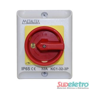 CHAVE SECCIONADORA 3 POLOS 32A EM CAIXA IP65 - METALTEX