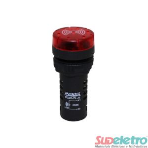 SINALIZADOR SONORO/LED 22MM 25VCA/VCC - BZ20-7L-R - METALTEX