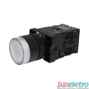 BOTÃO PULSADOR ILUMINADO 22MM PLÁSTICO 220V 1NA+1NF - METALTEX