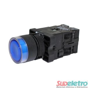 BOTÃO PULSADOR ILUMINADO 22MM PLÁSTICO 24V 1NA+1NF - METALTEX