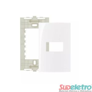 PLACA 4X2 COM SUPORTE 1 MÓDULO HORIZONTAL BRANCO - SLEEK