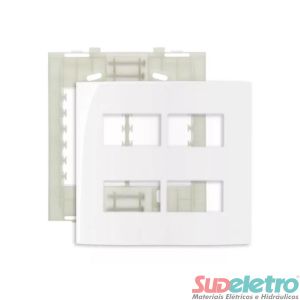 PLACA 4X4 COM SUPORTE 4 MÓDULOS SEPARADOS BRANCO - SLEEK