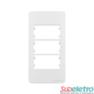 PLACA PARA CONDULETE COM SUPORTE 1" 3 MÓDULOS BRANCO - SLEEK