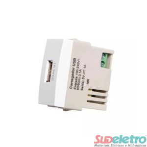 TOMADA CARREGADOR USB 1A BIVOLT BRANCO - SLEEK