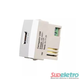 TOMADA CARREGADOR USB 2A BIVOLT BRANCO - SLEEK