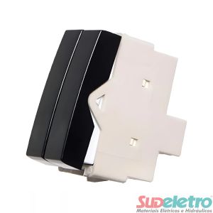 INTERRUPTOR DUPLO SLIM PARALELO 10A 250V PRETO - CLEAN EBONY