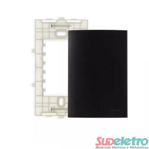 PLACA 4X2 COM SUPORTE CEGA PRETO - CLEAN EBONY