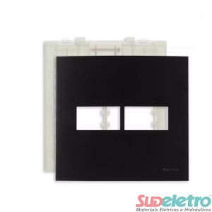 PLACA 4X4 COM SUPORTE 2 MÓDULOS SEPARADOS PRETO - CLEAN EBONY