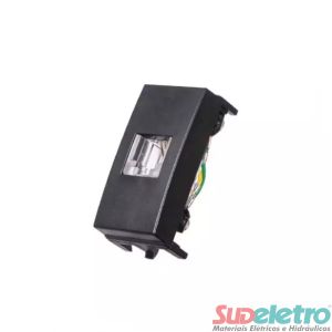 MÓDULO TOMADA RJ11 4 FIOS TELEFONE PRETO - CLEAN EBONY