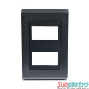 PLACA 4X2 - 2 MÓDULOS PRETA - REFINATTO