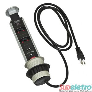 TORRE DE TOMADA COM 2 TOMADAS 2 USB