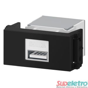 TOMADA CARREGADOR KEYSTONE USB PRETO - REFINATTO