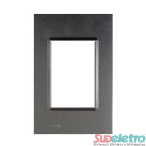 PLACA 4X2 3 MÓDULOS CARBONO METÁLICO - DELTA MONDO