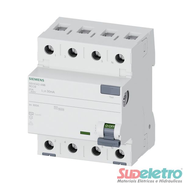 DISPOSITIVO DR TETRAPOLAR 30MA 125A 4P - SIEMENS